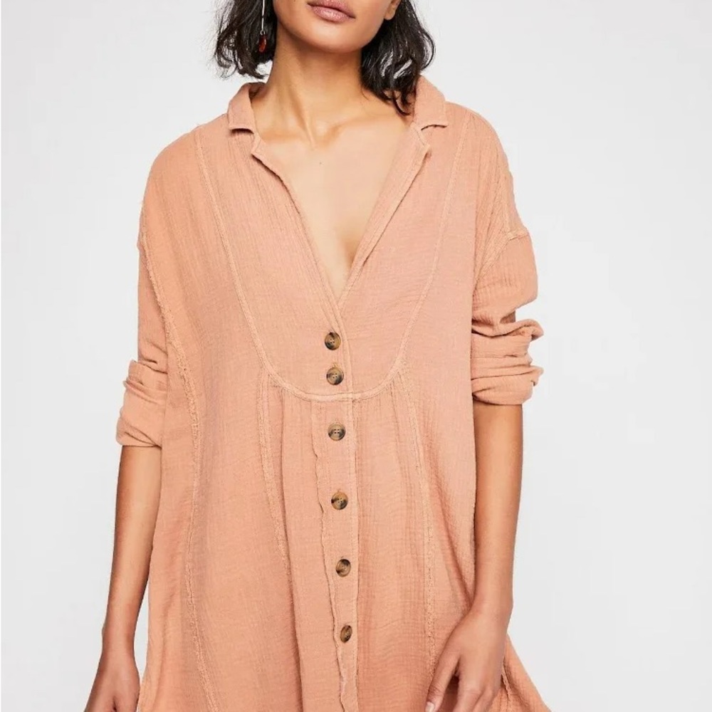 Free people All About Feels Textured Cotton button up